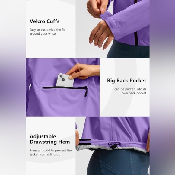 Bikewa Rain Jacket NEW Waterproof Blue Women’s Size L Cycling Outdoor Hiking - Picture 7 of 16